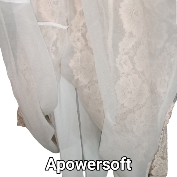 Vintage Lace Trim Nightgown / Slip Dress — White - Picture 5 of 12